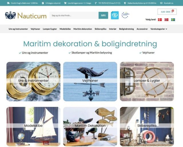 Webshop med maritim udsmykning - nauticum.dk